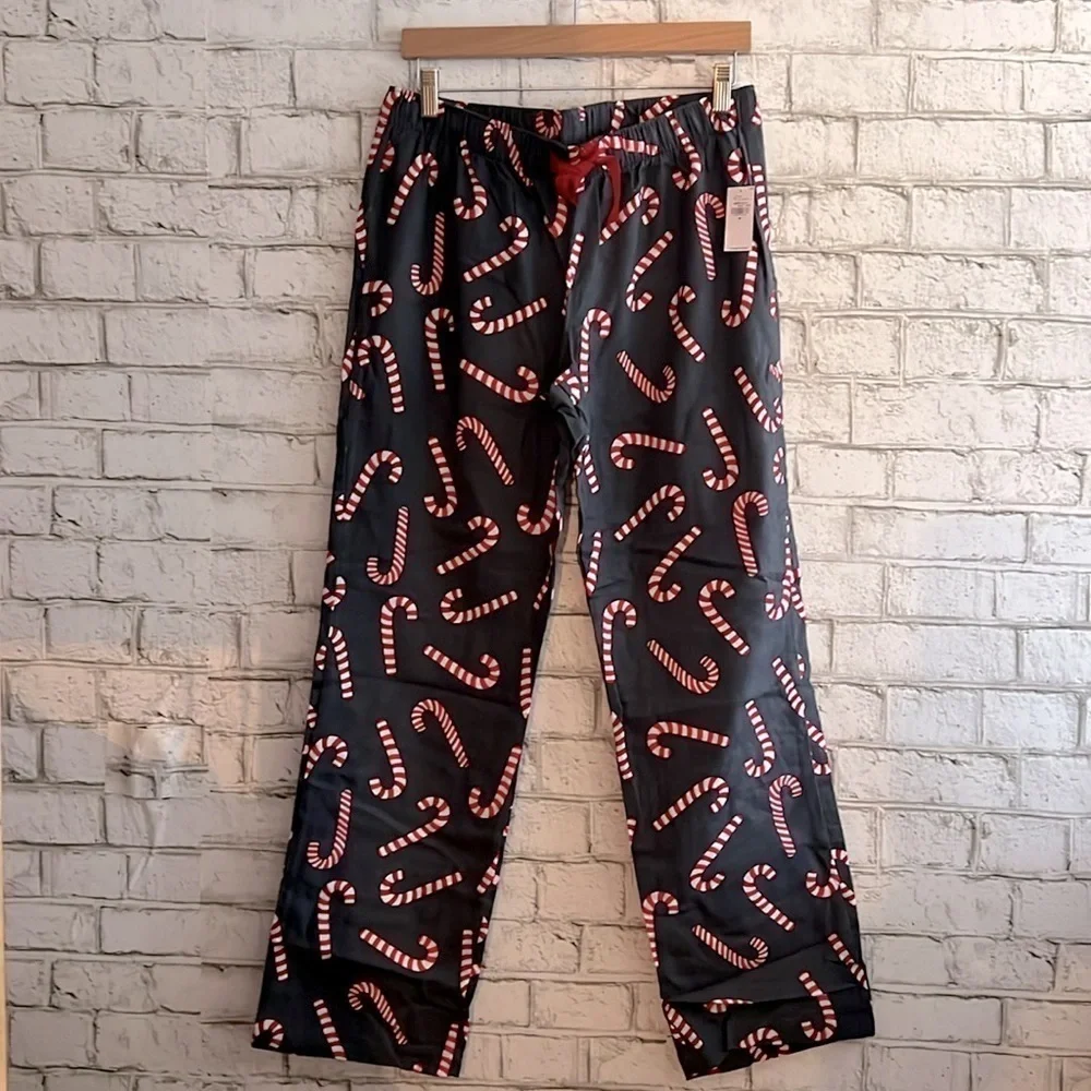 NEW!!! Cotton Flannel Candy Cane Pajama PJ Pants Size Medium Old Navy - Picture 3 of 9